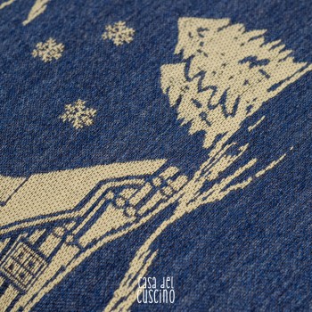 Nordend cuscino arredo blu con motivi natalizi beige