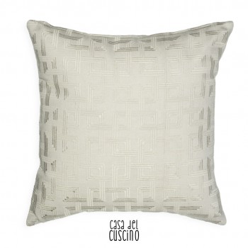 Intreccio cuscino avorio bianco avorio con motivi geometrici