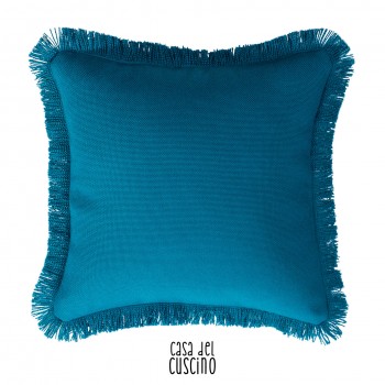 Cuscino decorativo blu Ottavio con frange