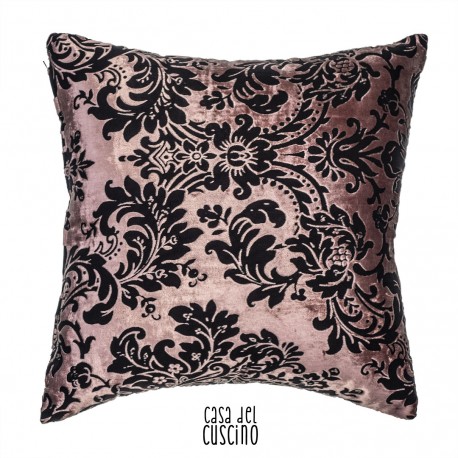 Hera cuscino arredo rosa antico damascato nero