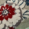 Giappone cuscino arredo beige tinta corda con macchie di rosso in stile etnico